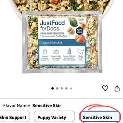 New 7 Pack. 80% OFF original price. JustFoodForDogs Sensitive Skin Dog Food, Frozen Fresh Pet Meals and Toppers for Skin and Coat, Human Grade, Fortif