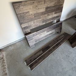 Queen Bed Frame With Headboard & USB Port Nightstand 