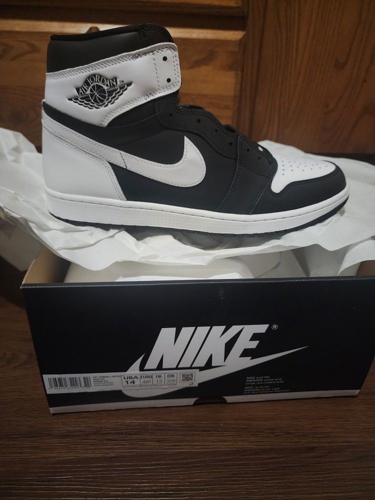 Jordan 1 High Black White Size 14