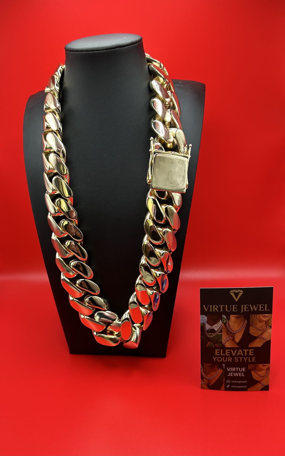 30mm - 24inch Miami Cuban Link Super Thick N Heavy Miami Gold Plated Chain