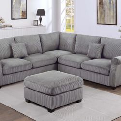 4-Piece Sectional Set
LAF Loveseat + RAF Loveseat + Corner Wedge + Cocktail Ottoman

Color: Fog 🔥 Seccional Nuevo En Venta