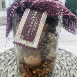 Sugared Acorn woods Potpourri In 9 Inch Mason Jar