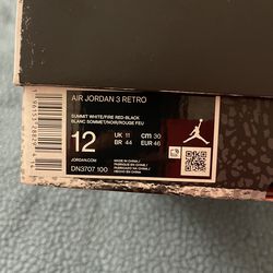 Jordan 3 white cement reimagined size 12 DS