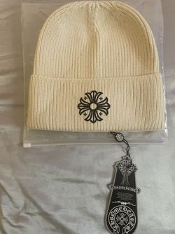 White Unisex Chrome Heart Beanie