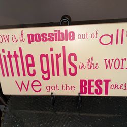 23.75”x12” WOODEN LITTLE GIRLS WALL DECOR HOME DECOR