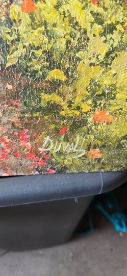 Duvall Signed Floral Garden Oil Painting