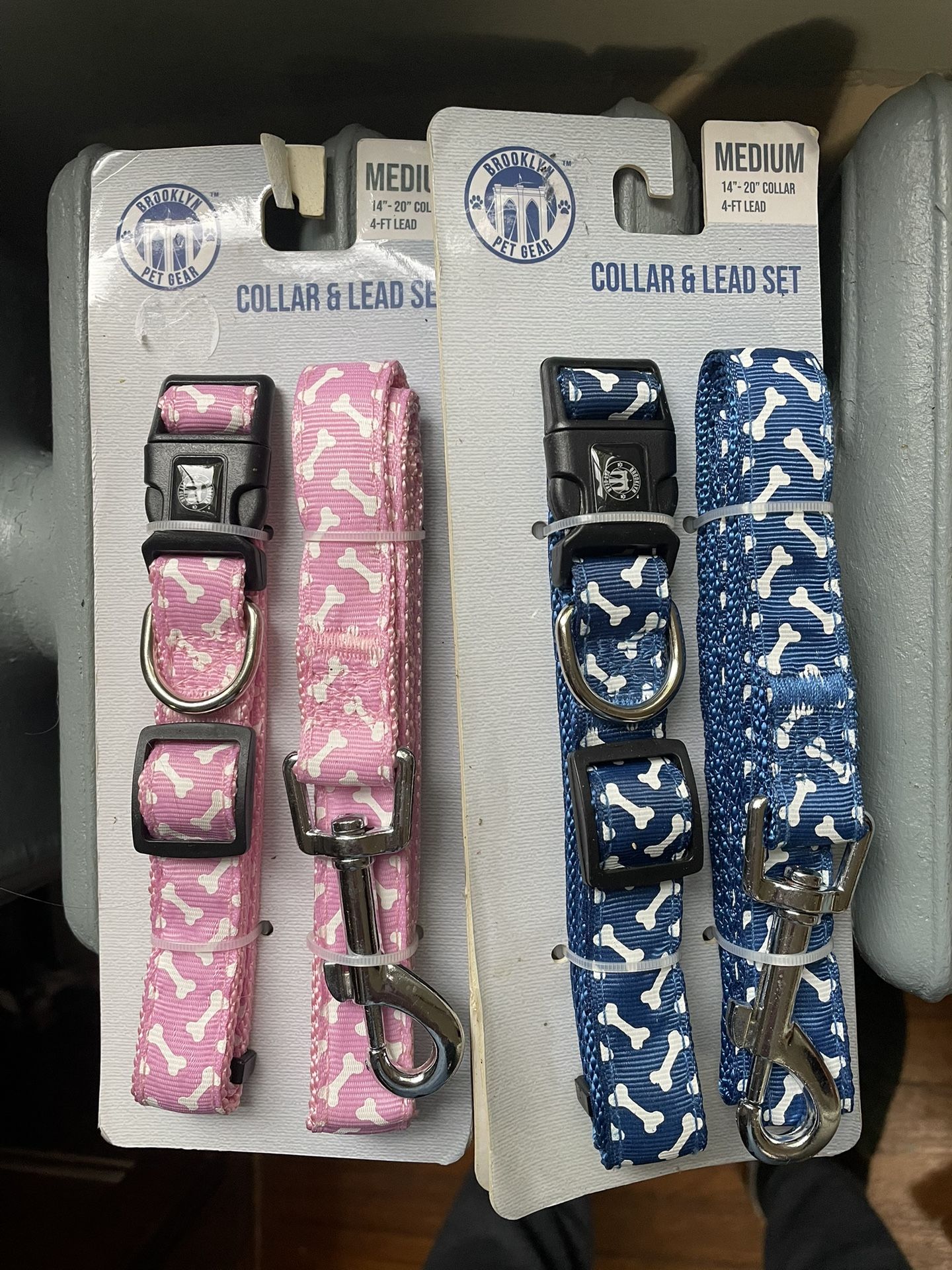 2 Brooklyn Pet Gear MEDIUM Pet Collar & Leash