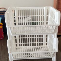 Versatile White Stacking Bins - Perfect for Pantry & Produce!