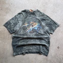 2005 Freshwater Angler Green Tie Dye Graphic T Shirt