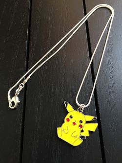 (18”, 20” or 22”) Sterling Silver Plated Necklace with Pokemon Pikachu Charm Pendant/We Ship Same Day!