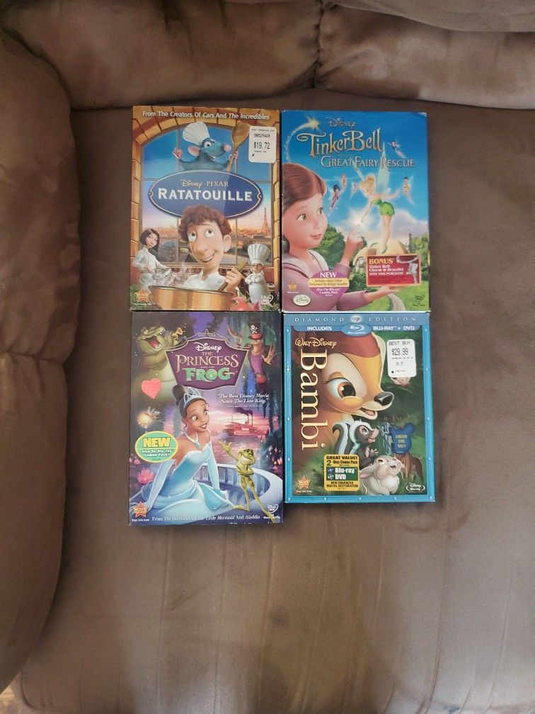 Disney Collection DVDs: Ratatouille, Tinker Bell, Bambi, The Princess And The Frog