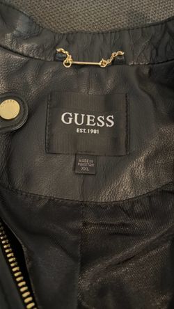 GUESS JET BLACK DANIELLE REAL LEATHER JACKET XXL