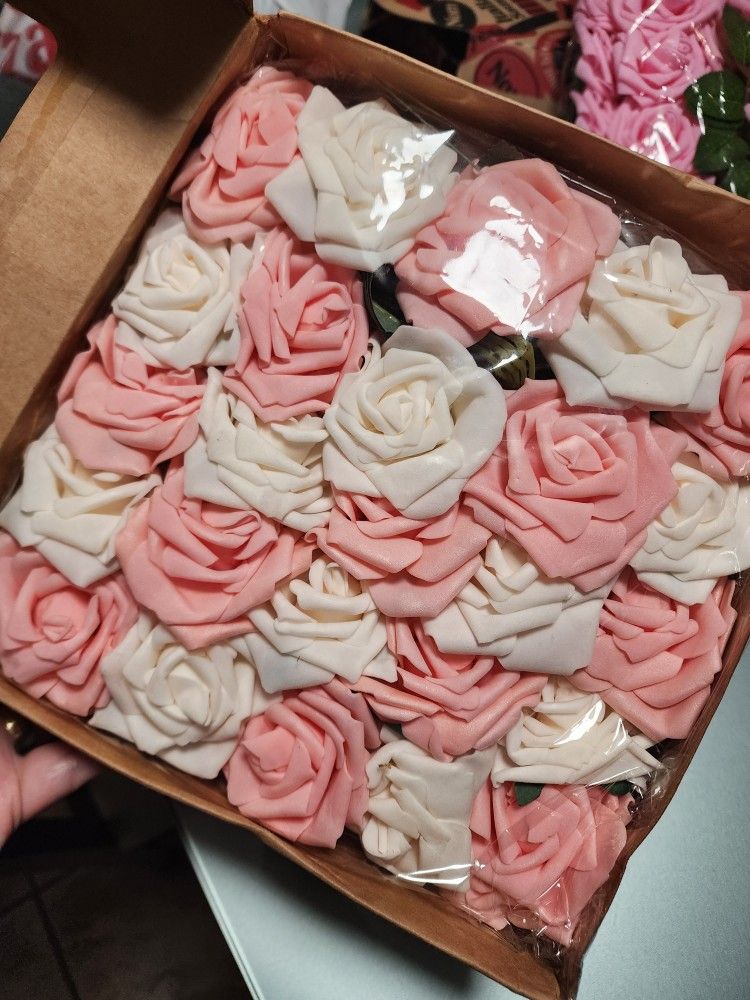 Lot Pink Blush White Flowers