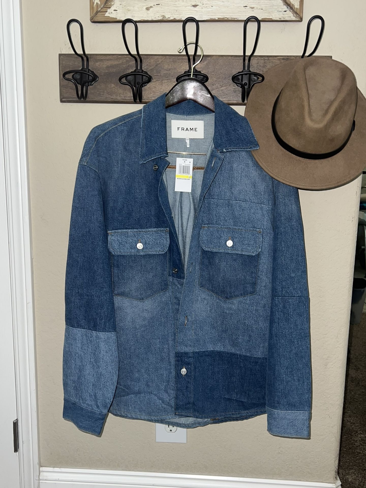 Frame Color Block Denim Jacket