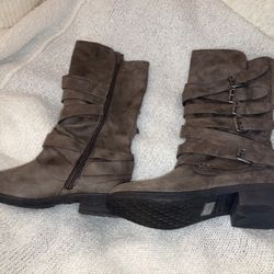 Women’s Brown Mid-calf Buckle Boots Size 7.5