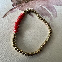 Red Crystals And Gold Filled Balls Bracelet 