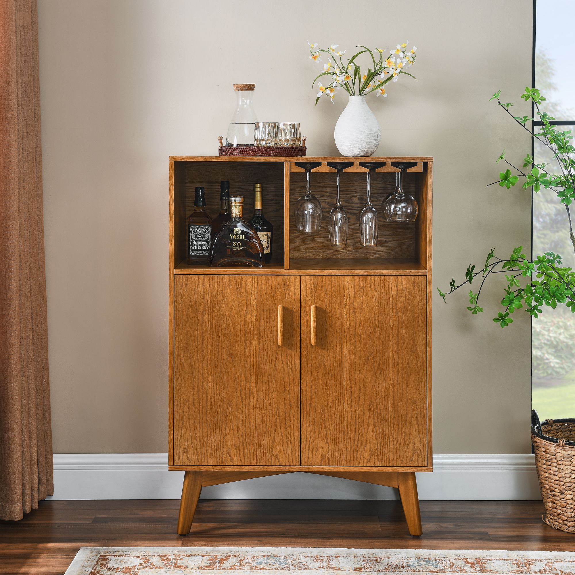Brand New Sealed Liquor Cabinet with Wine Glass Holder and Adjustable Shelf Rustic Sideboard Buffet Storage Cabinet for Dining Room Kitchen Coffee Bar