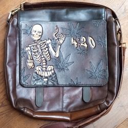 Tooled Leather Messenger Bag