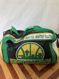 VTG 80s SEATTLE SUPERSONICS NBA Player Issue Bag Leather Duffle Bag Basketball Thumbnail