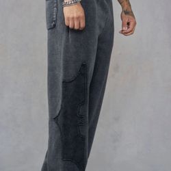YOUNGLA Dark Knight Batman Stealth Grey Wash Sweatpants M