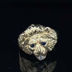 14KT Yellow Gold Lion Diamond Ring 8.30g Size 12 167715