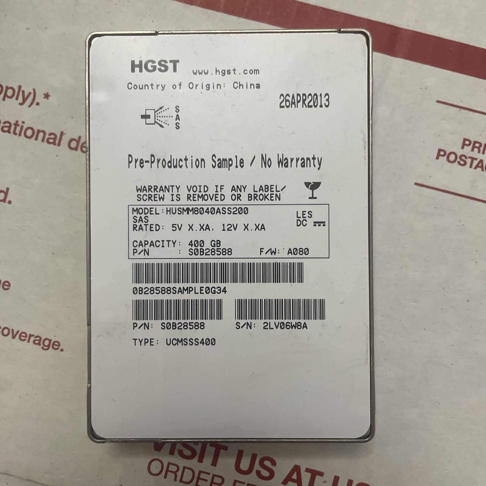 Hgst 400gb Ssd 2.5” Hard Drive 12gb