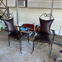 2heavy Leather Iron Chairs