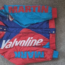 Vtg Mark Martin Valvoline Jacket Size Large Racing Champions NASCAR Red Blue Z