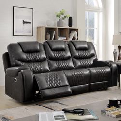 Dark Gray Leatherette Motion Sofa 