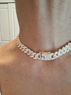 JUNVirtuous Cuban Link Chain Mens Iced Out Miami Cuban Necklace Silver/Gold Bling Diamond Hip Hop Jewelry for Women