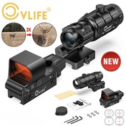 CVLIFE EagleFeather Holographic Red Dot Sight with 3X Magnifier for Hunting