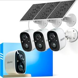 3 pack 2K Solar Security Camera Wireless Outdoor System, No NVR Needed, Battery Powered, Easy to Setup,