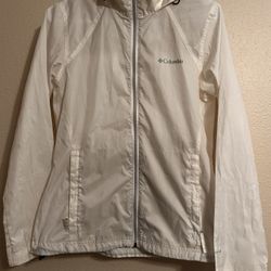 White, Columbia Lightweight Windbreaker Jacket, Size S