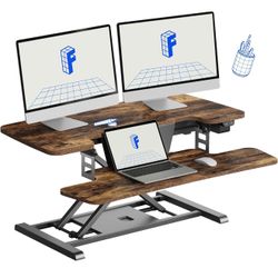 Wooden Standing Desk Converter (New)