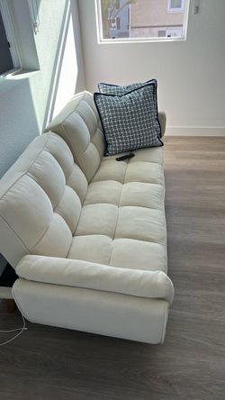 Cream Tufted Fabric Sofa