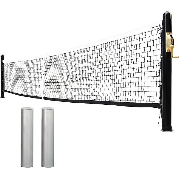 Pro-Grade In-Ground Pickleball Net w/ Brass Crank Handle Galvanized Steel Sleeves Tournament Regulation 