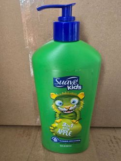 Suave Kids 3 in 1 Silly Apple Shampoo, Conditioner & Body Wash, 18 FL OZ Pump