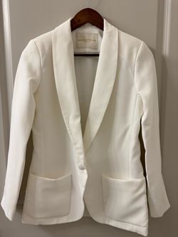 Amanda Uprichard New York White Tuxedo Blazer Shawl Collar One Button Pockets S