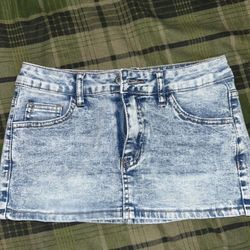 Blue shirt denim skirt 