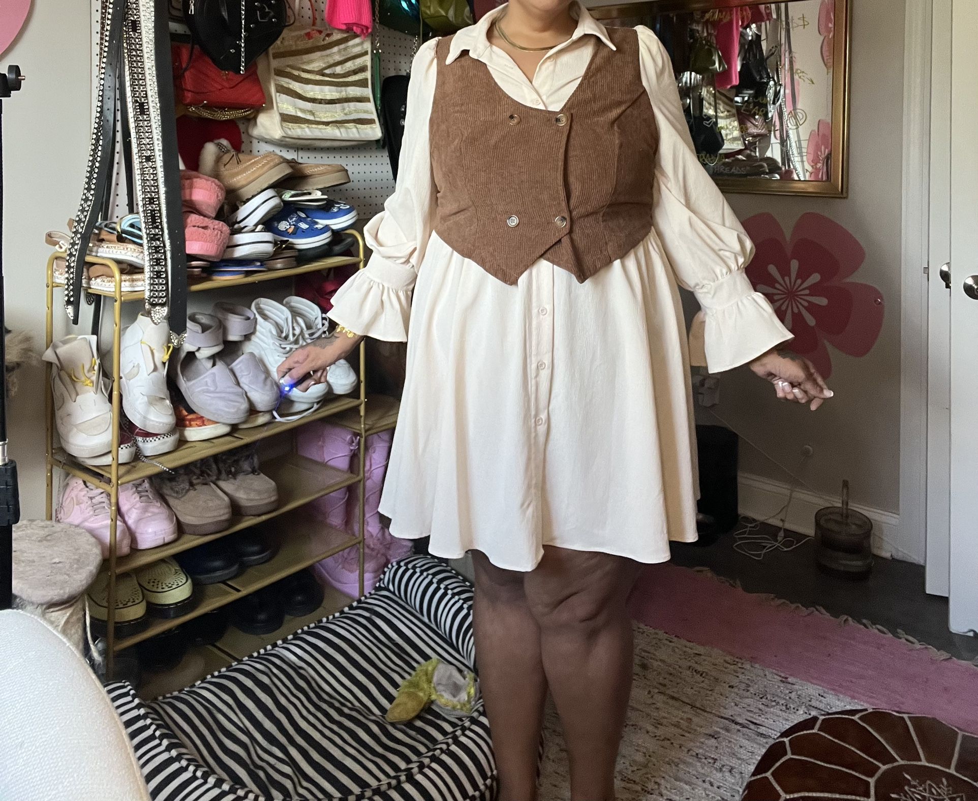 Brown Faux Vest Dress