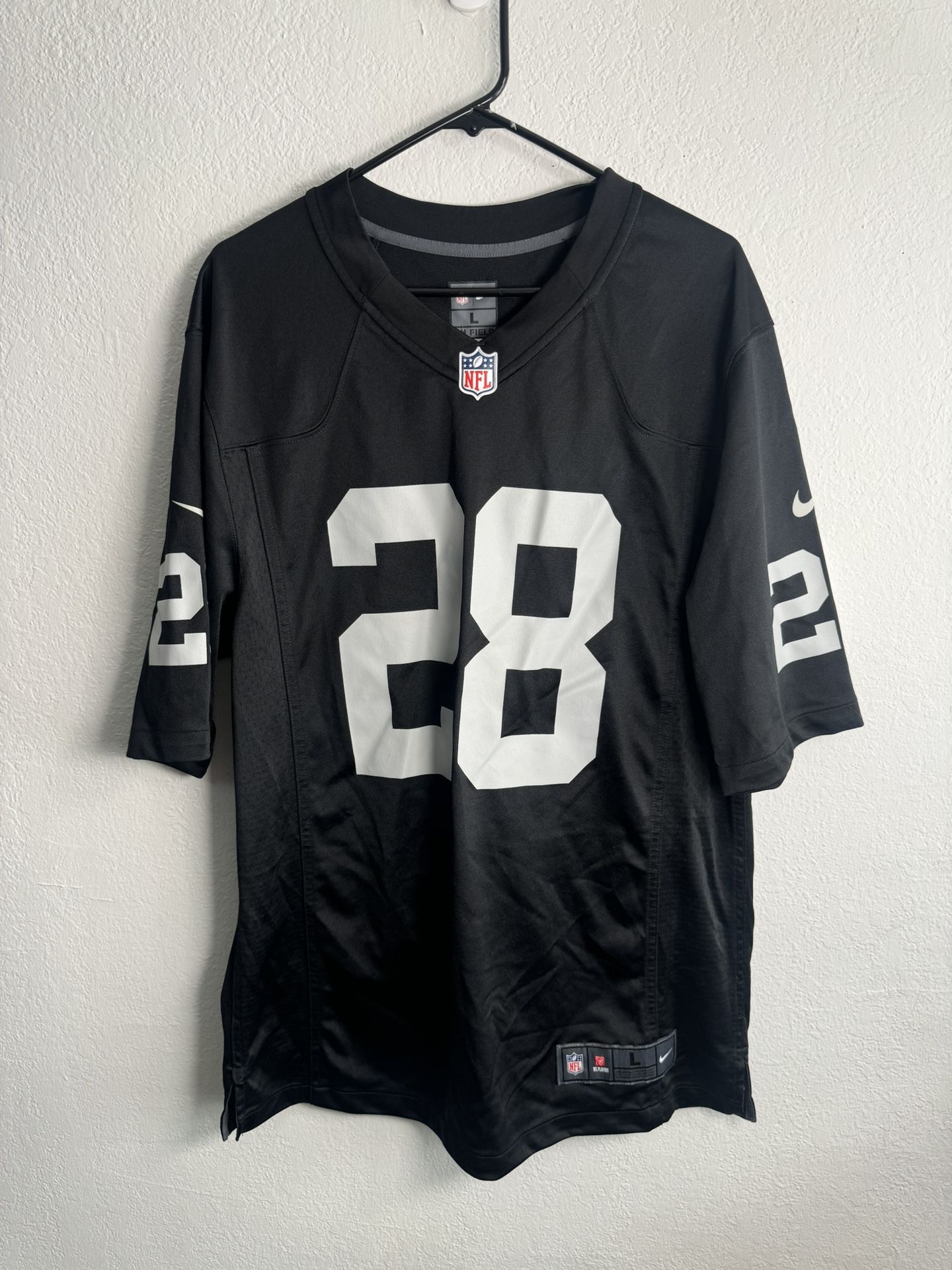 Nike Las Vegas Raiders Josh Jacobs Black #28 Game Jersey Men's Sz Lg Dri-Fri