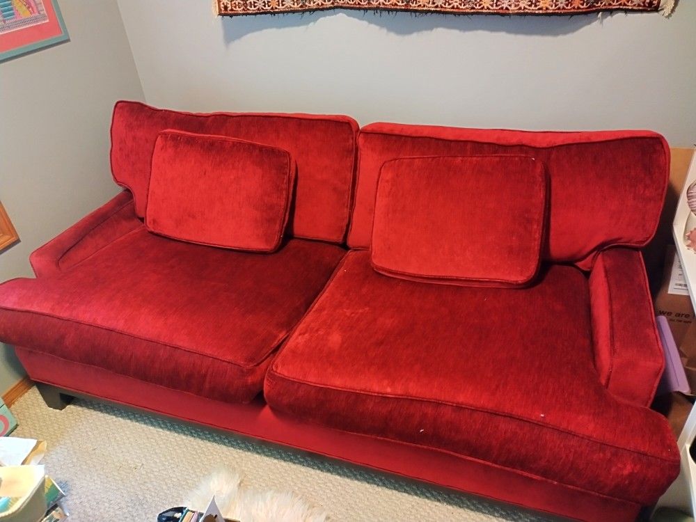 Lovely Red Velvet Sofa