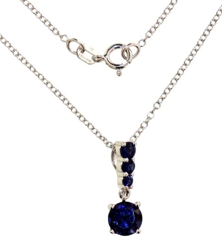Sterling Silver Necklace Lab Created Blue Sapphire