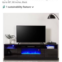 AMERLIFE 80" TV Stand with 40" Electric Fireplace Large