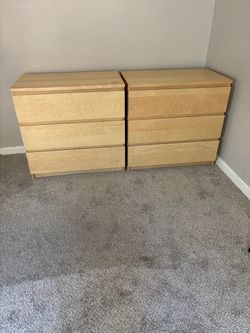 3-Drawer Chests - Birch Veneer (Pair)
