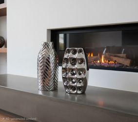 Modern Chrome Silver Ceramic Vases Set - Tabletop Decor