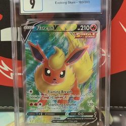 Flareon V FULL ART Evolving Skies CGC 9