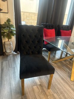 Black Velvet Chairs With Gold