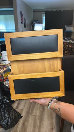 Wooden Chalkboard Desktop Organizer