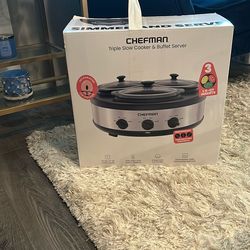CHEFMAN Triple Slow Cooker & Buffet Server-NEW